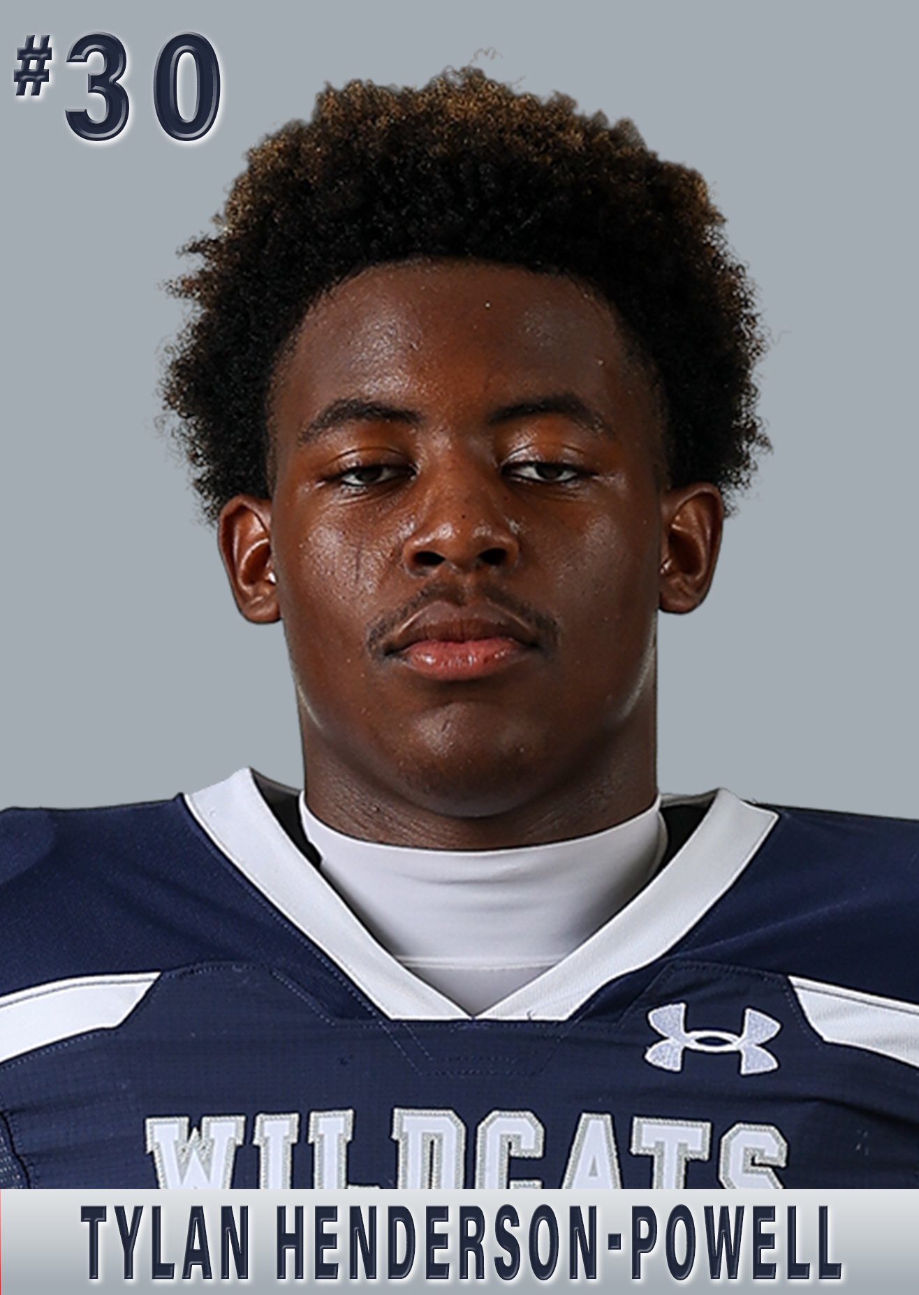 Tylan Henderson in the school varsity roster photograph